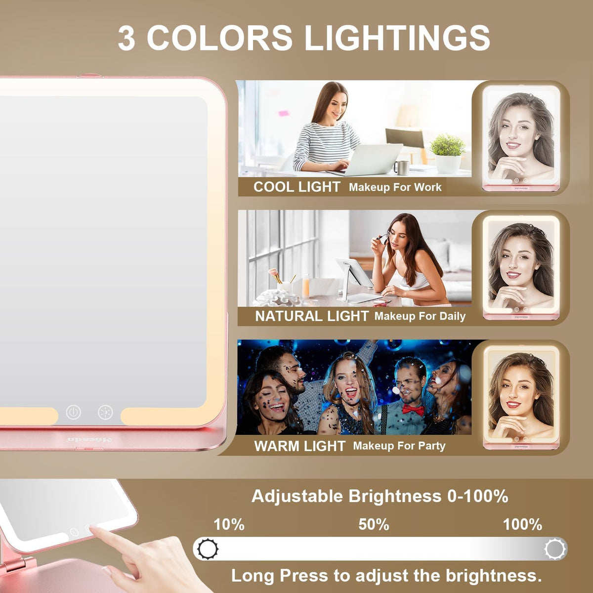 Mocado Travel Makeup Mirror with Light, Foldable Lighted Makeup Mirror