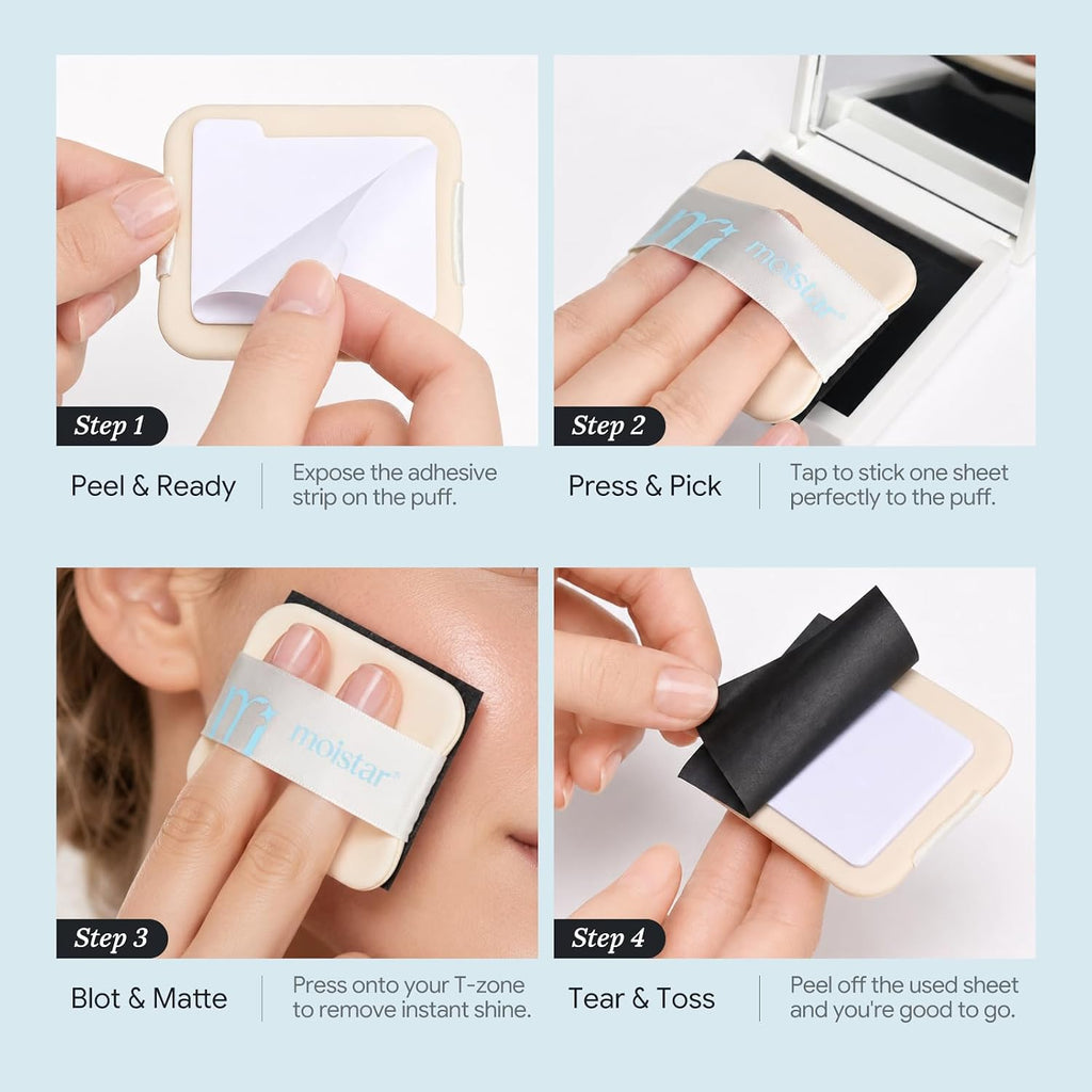 Oil Blotting Sheets for Face with Mirror & Puff, Blotting Papers 150PCS