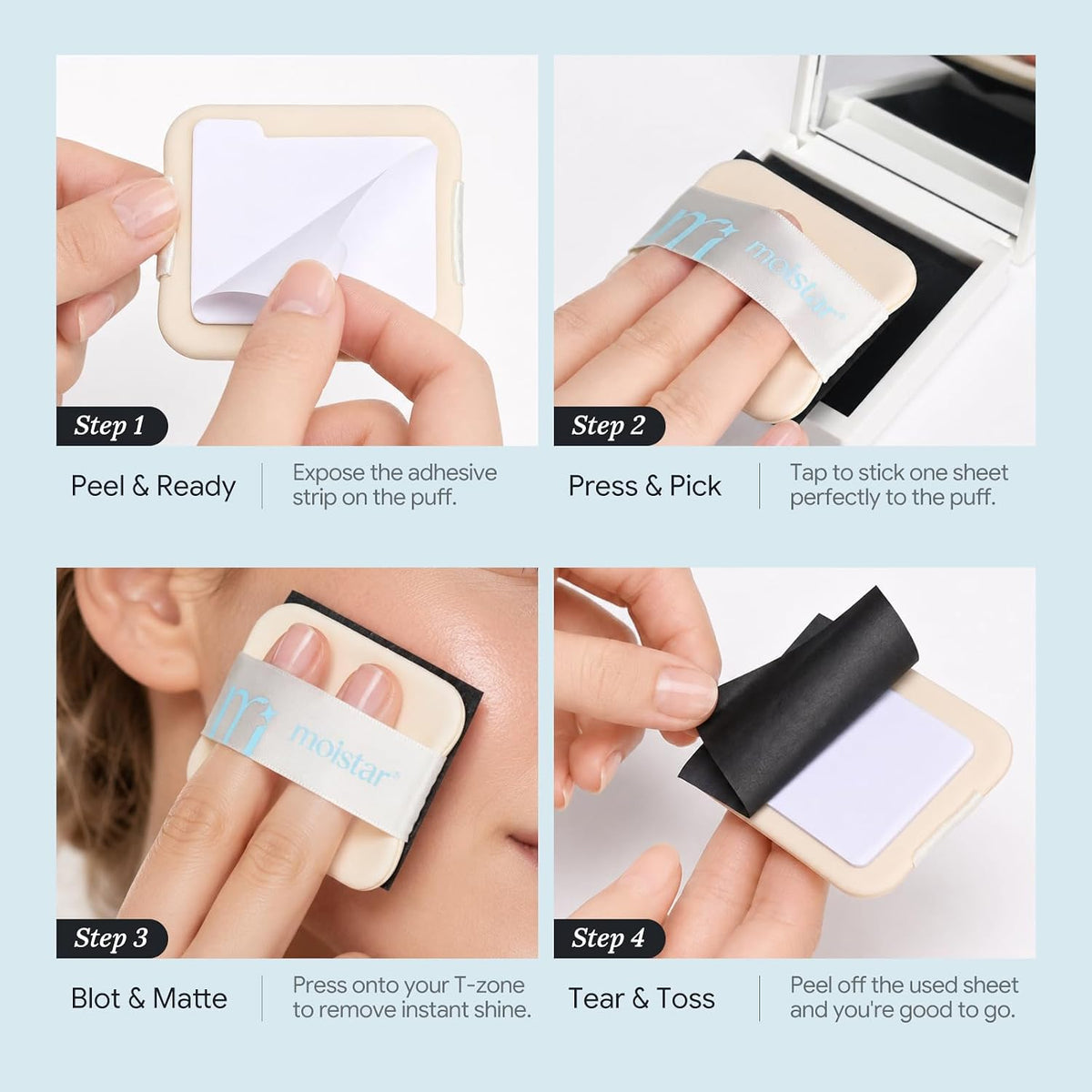 Oil Blotting Sheets for Face with Mirror & Puff, Blotting Papers 150PCS