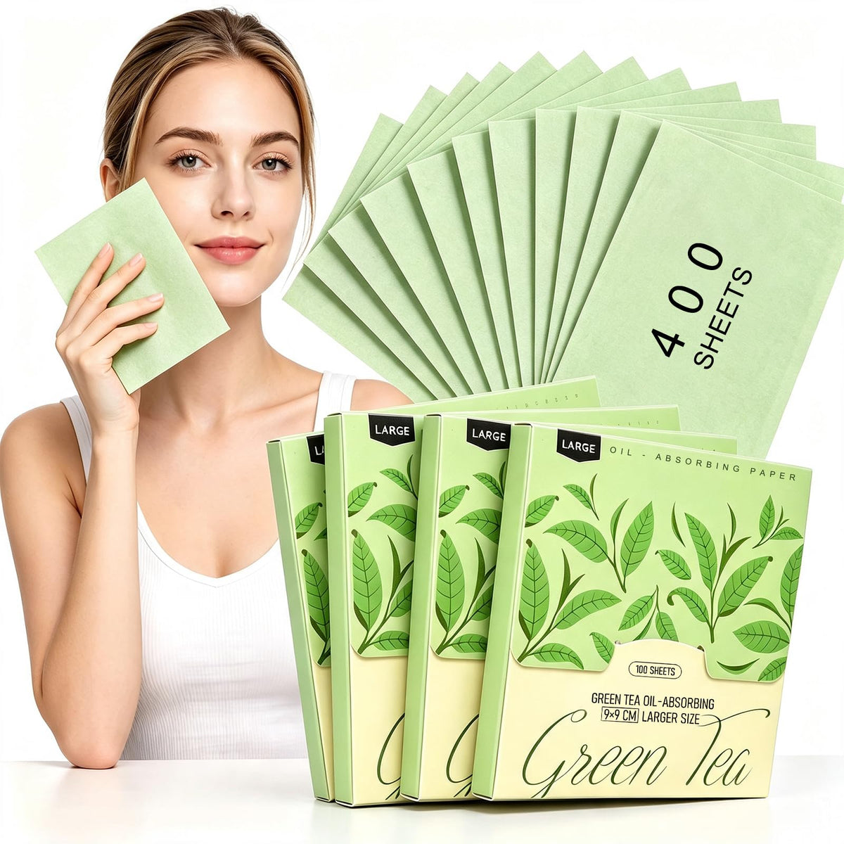 KYDA 200 Sheets Face Oil Blotting Paper, Included Refills, Mirror and Puff, Oil Absorbing Sheets for Matte Makeup, Controls Shine, Absorb Excess Oil, Travel Size Gentle Face Makeup