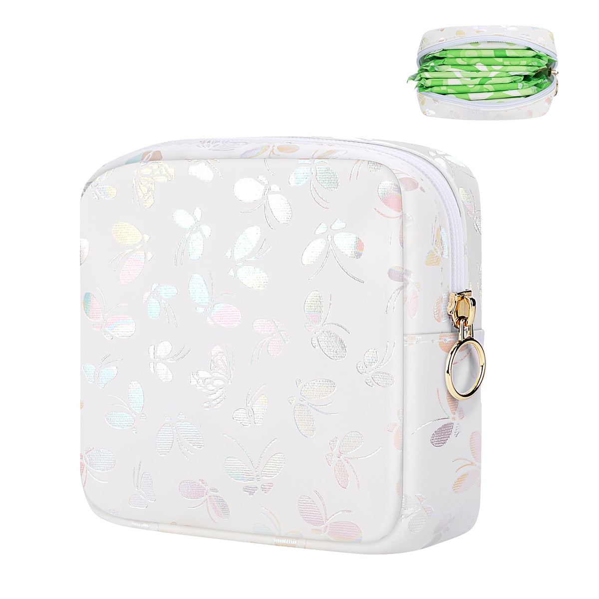 Likesing Period Bag Pouch, Leather Tampon Holder for Purse-Butterfly Pink