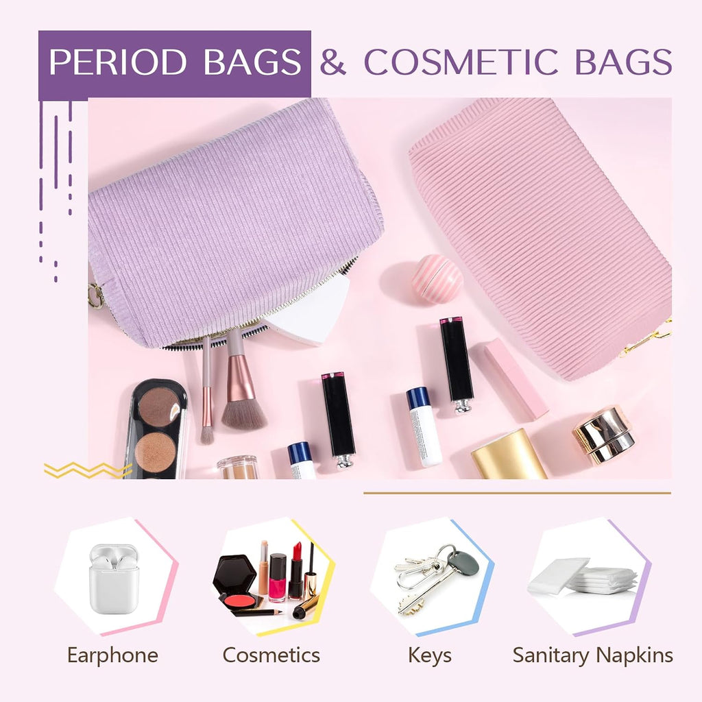 Likesing Tampon Holder for Purse, Corduroy Women Period Bag Pouch(Pink)