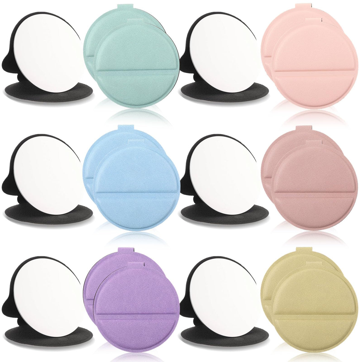 Compact Portable Mirror Bulk, Rectangle, Morandi, 12 Pcs