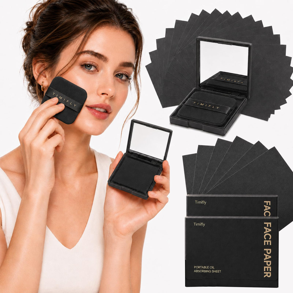 500PCS Oil blotting sheets for face,Papers with Mirror & Puff, Lavender