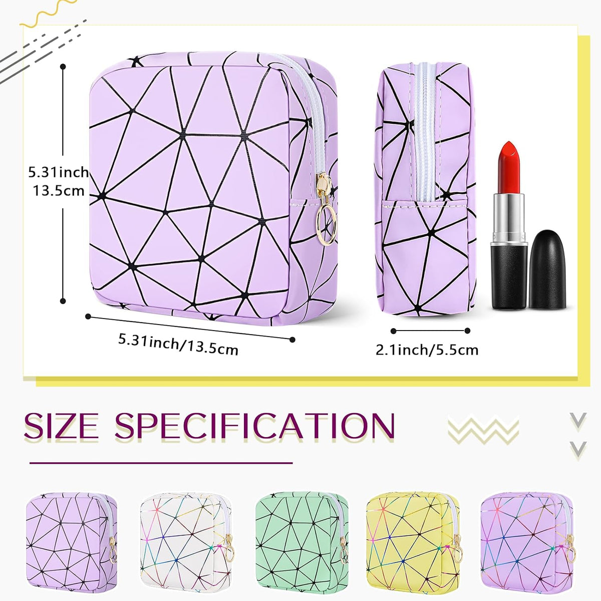 Likesing Period Bag Pouch, Leather Tampon Holder for Purse-Colorful Purple