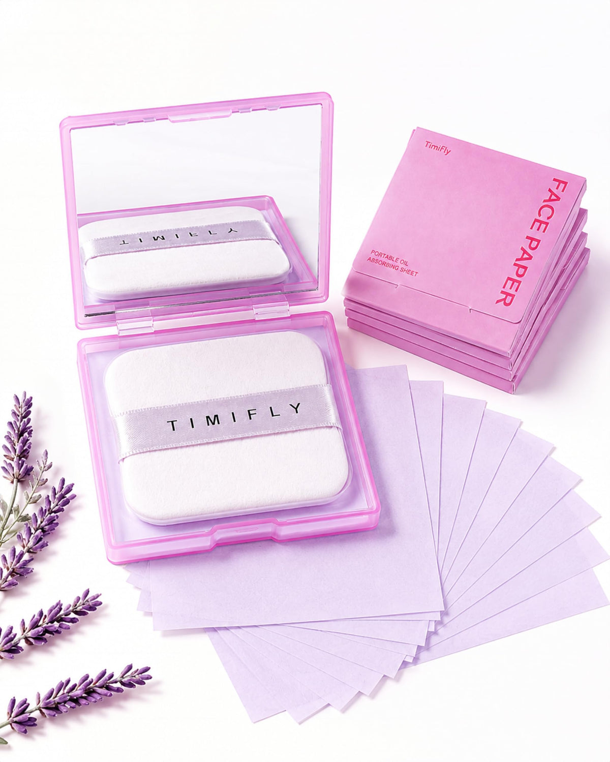 500PCS Oil blotting sheets for face,Papers with Mirror & Puff, Lavender