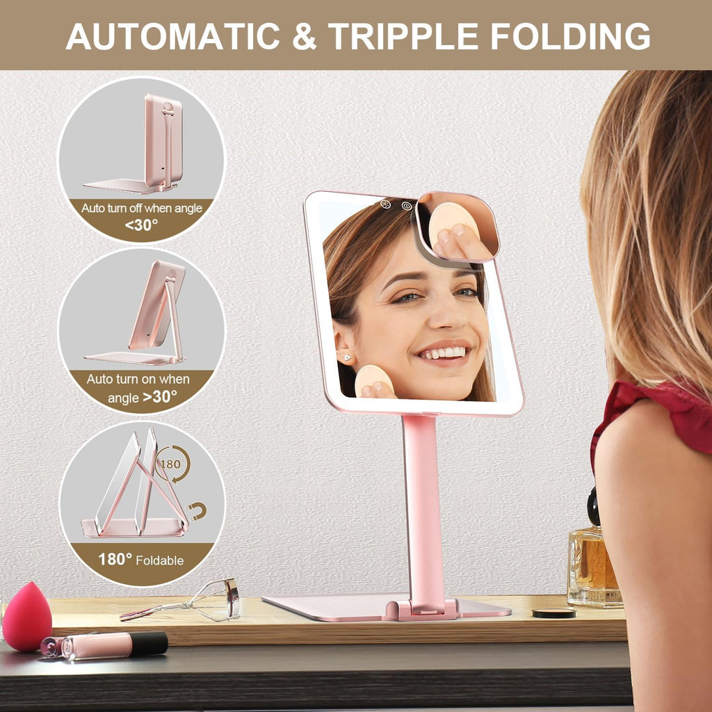 Mocado Travel Makeup Mirror with Light, Foldable Lighted Makeup Mirror