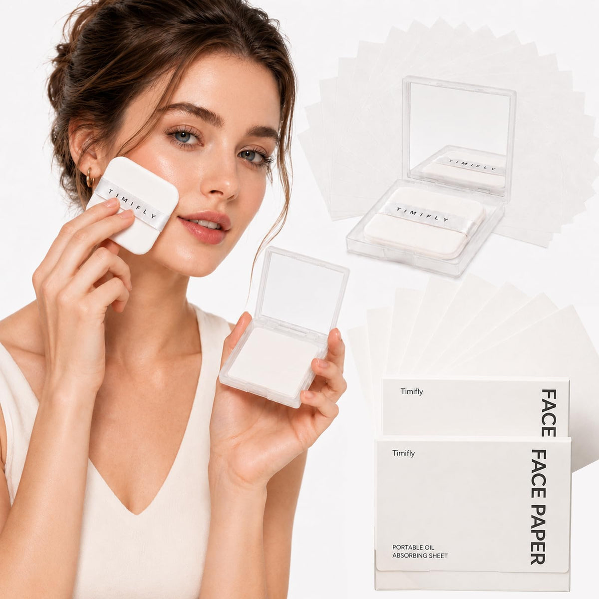 500PCS Oil blotting sheets for face,Papers with Mirror & Puff, Lavender