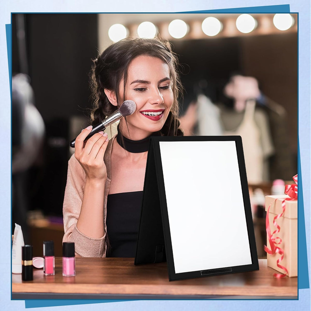 GlikCeil Foldable Portable Full Length Mirror for Dancer, Camping, Travel Black 33.5" x 13.4" Portable Hanging Folding Mirror with Handle for Dance Competition Travel Full Body Backstage Mirrors