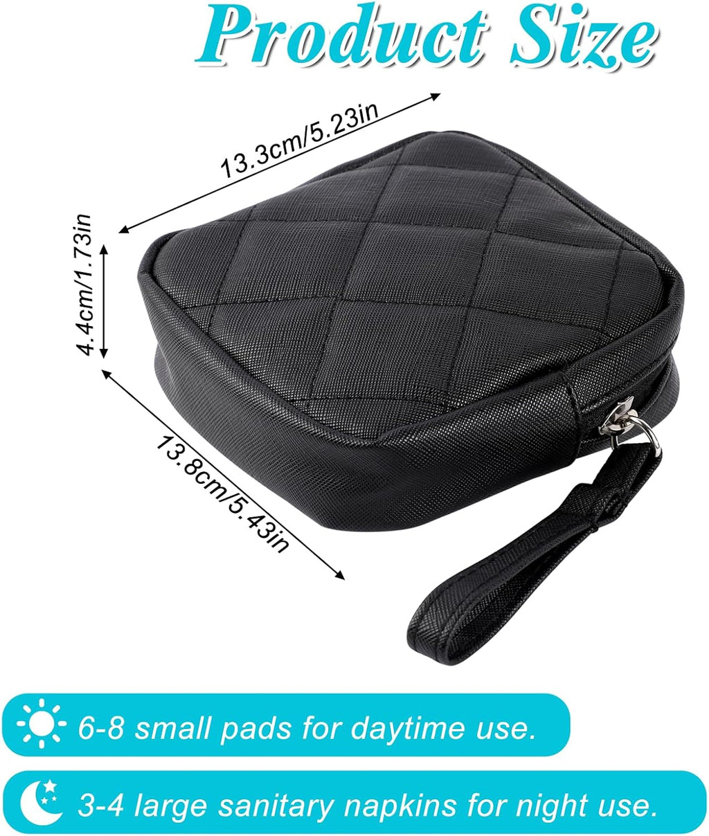Sanitary Bags Sanitary Napkin Storage Bag Portable Makeup Bag Pad Pouch Tampon Bags Period Pouch First Period Kit for Teen Girls Women (Black)
