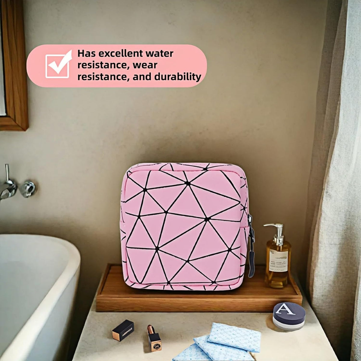 Sanitary Napkin Storage Bag Menstrual Cup Pouch Period Bag for Teen Girls Portable Menstrual Pad Sanitary Napkin Storage Tampons Holder for Purse (Pink M)