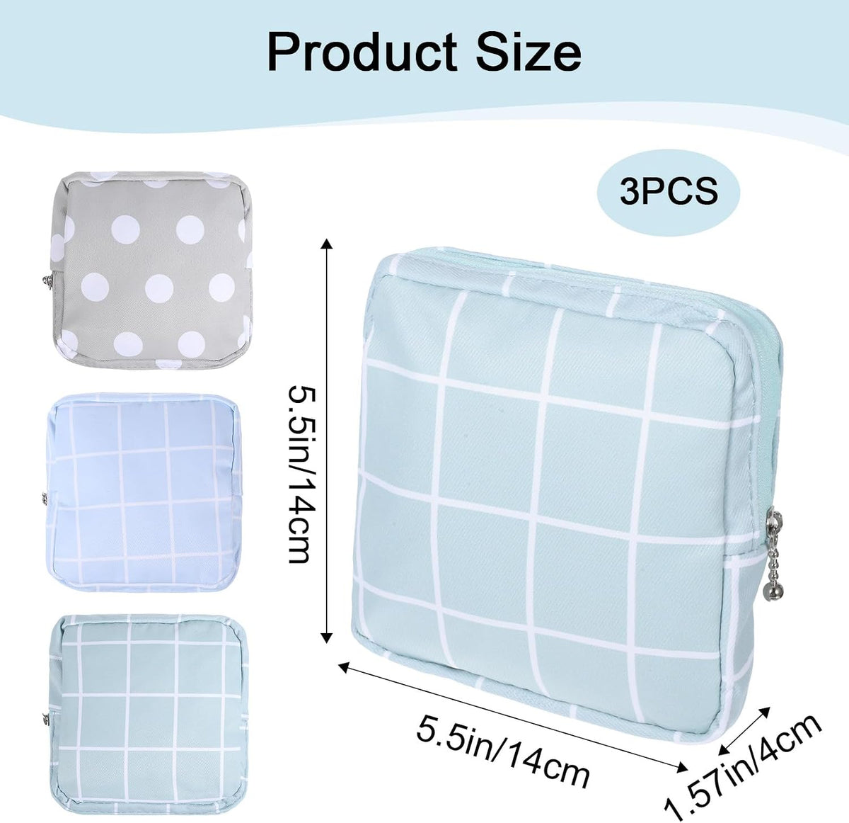 3 PCS Period Bag, 3 Styles Portable Sanitary Pad Pouch