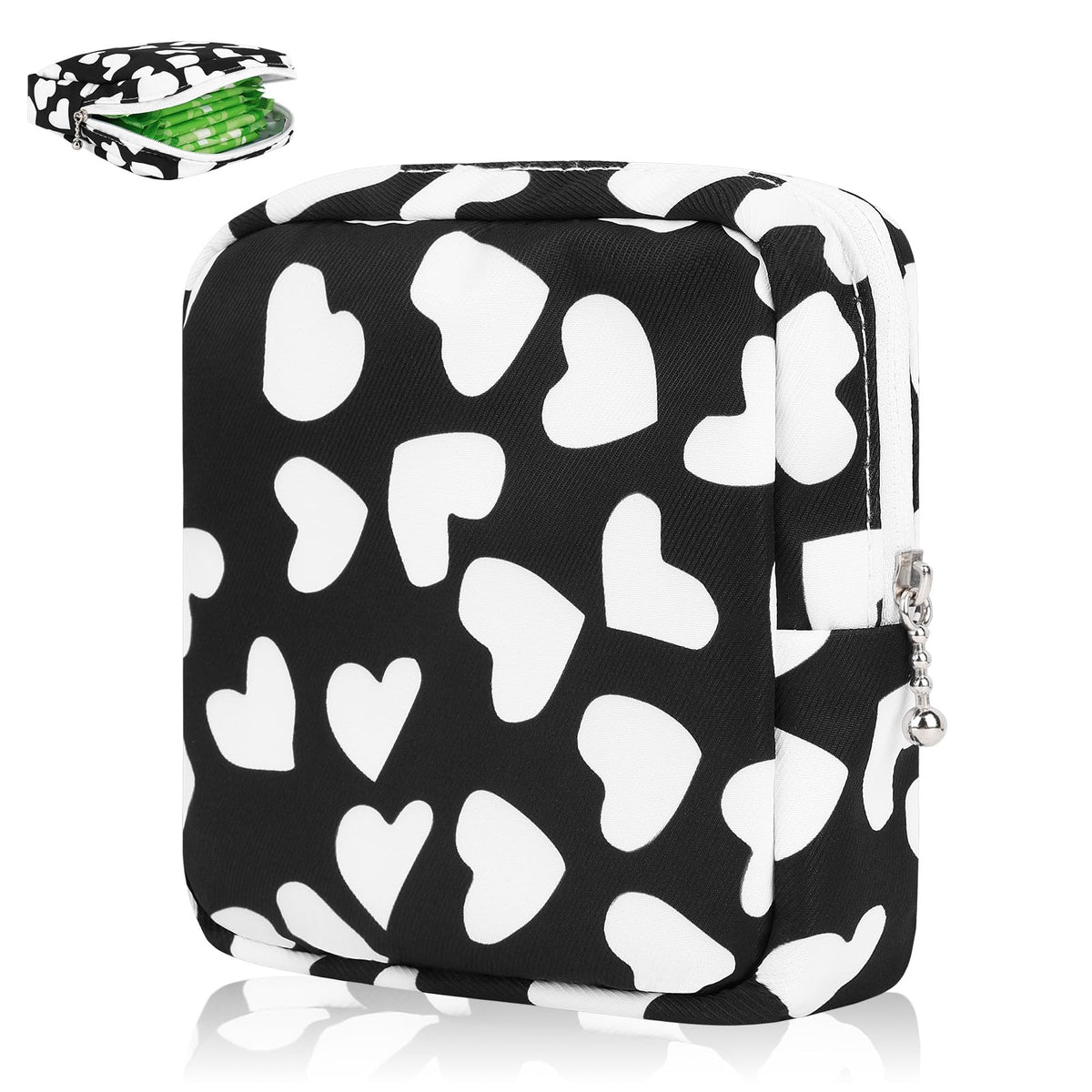 Sanitary Pad Storage Bag Portable Period Bag for Teen Pads/Sanitary Napkins/Small Tampons, Sanitary Napkin Storage Bag First Period Gifts for Teen Girls (Green Dot)