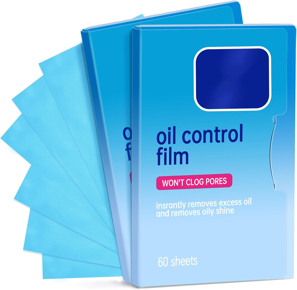 2 Packs Oil Blotting Sheets for Face (120 Sheets) - Oil Absorbing Blotting Papers for Oily Skin, Makeup-Friendly & Portable Oil Wipes