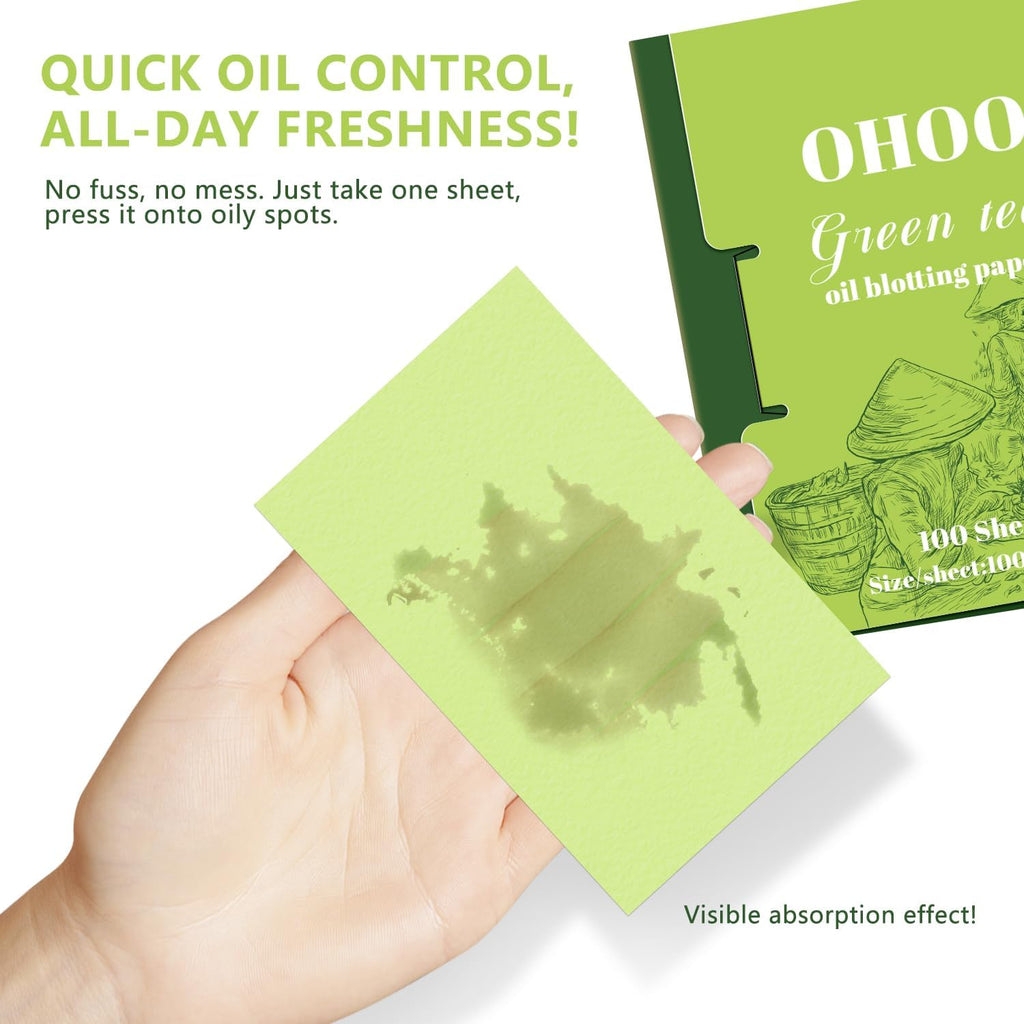 Face Oil Blotting Paper Facial Oil Absorbing Sheets for Oily Skin Face Wipes for Makeup Clean Green Tea 400 Count