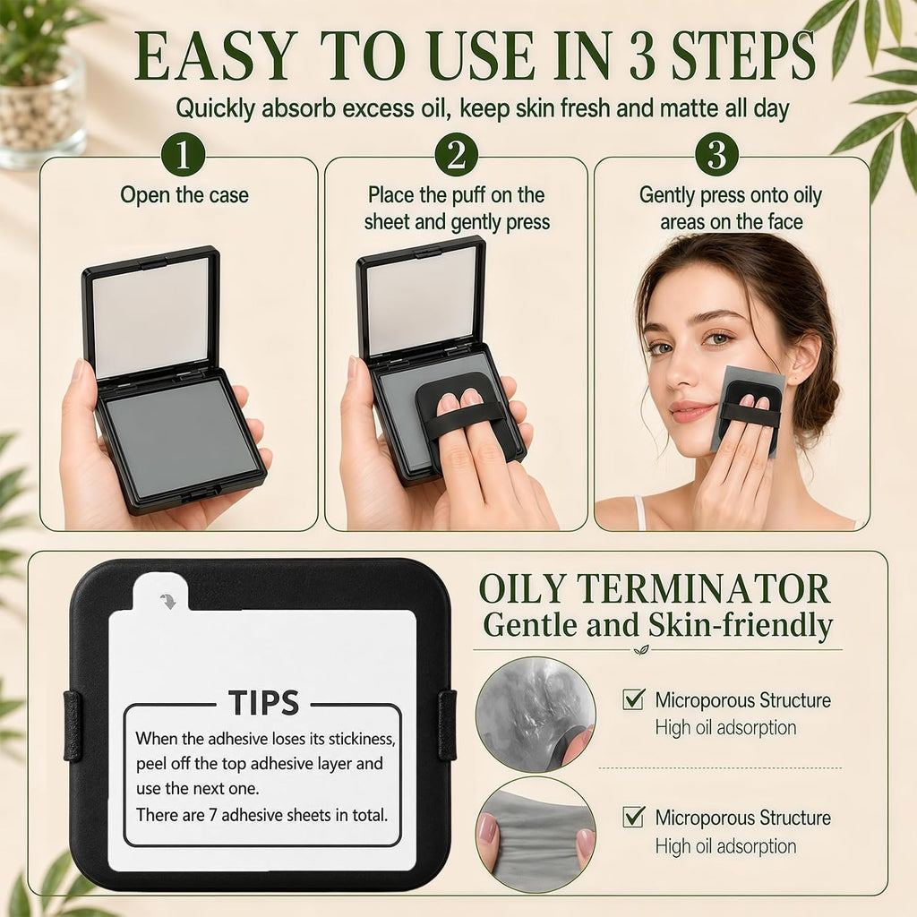 Oil Blotting Sheets for Face, 500 Pcs Blotting Papers for face with Mirror, Puff and Refill Pack, Rapidly absorb excess oils Makeup Friendly for Women with Oily Skin (Light Gray and Odorless)