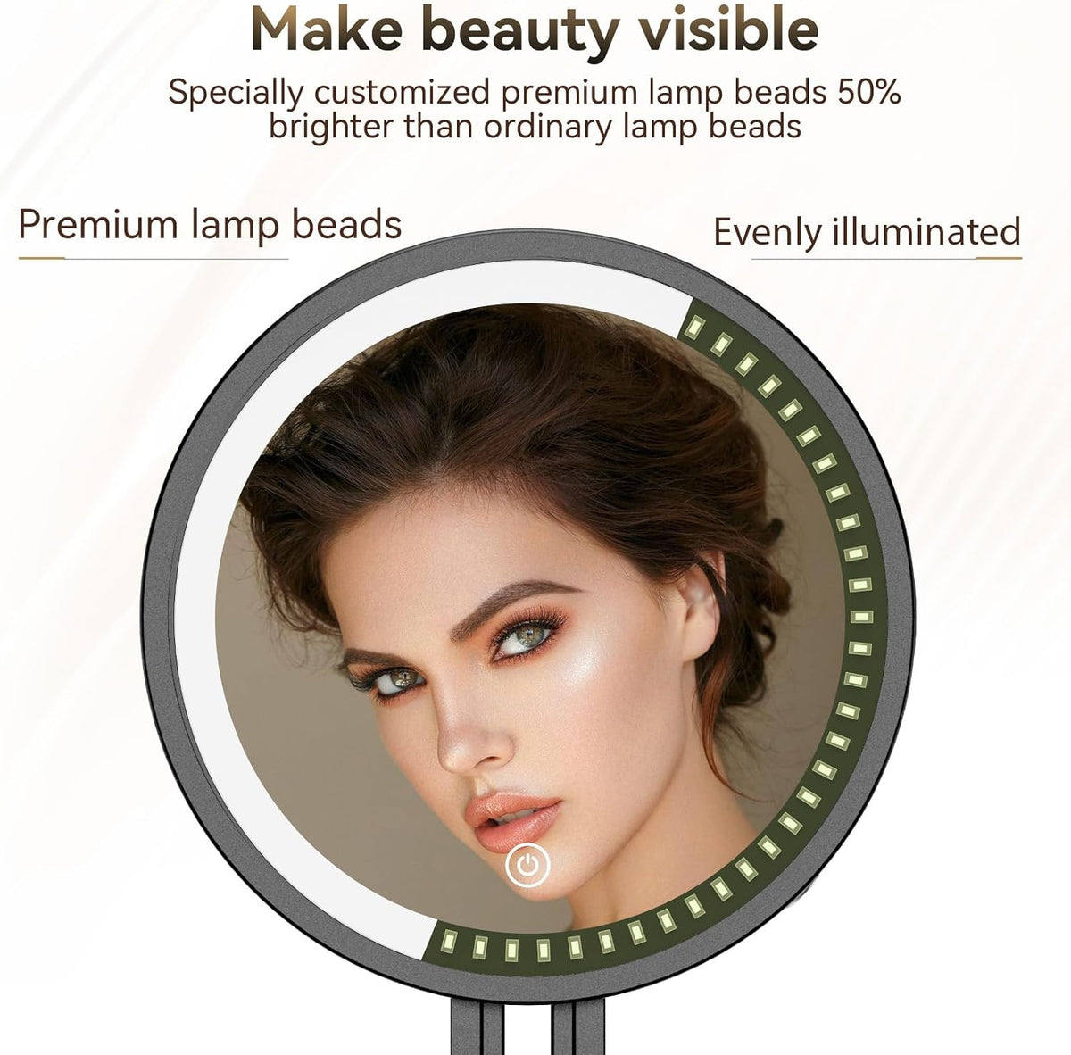 Travel Makeup Mirror with Lights,3000mAh Rechargeable 1X/30X Magnifying Mirror with Light, 7" Portable Lighted Beauty Mirror, Make Up Mirrors with 3 Light Colors, Dimmable Tabletop Handhold Hanging(B)