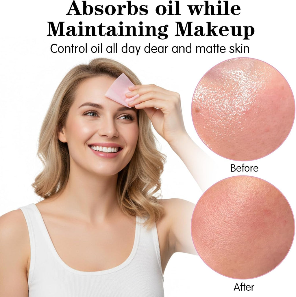 Oil Blotting Sheets for Face 500 PC Absorbing Facial Papers wth Mirror Puff