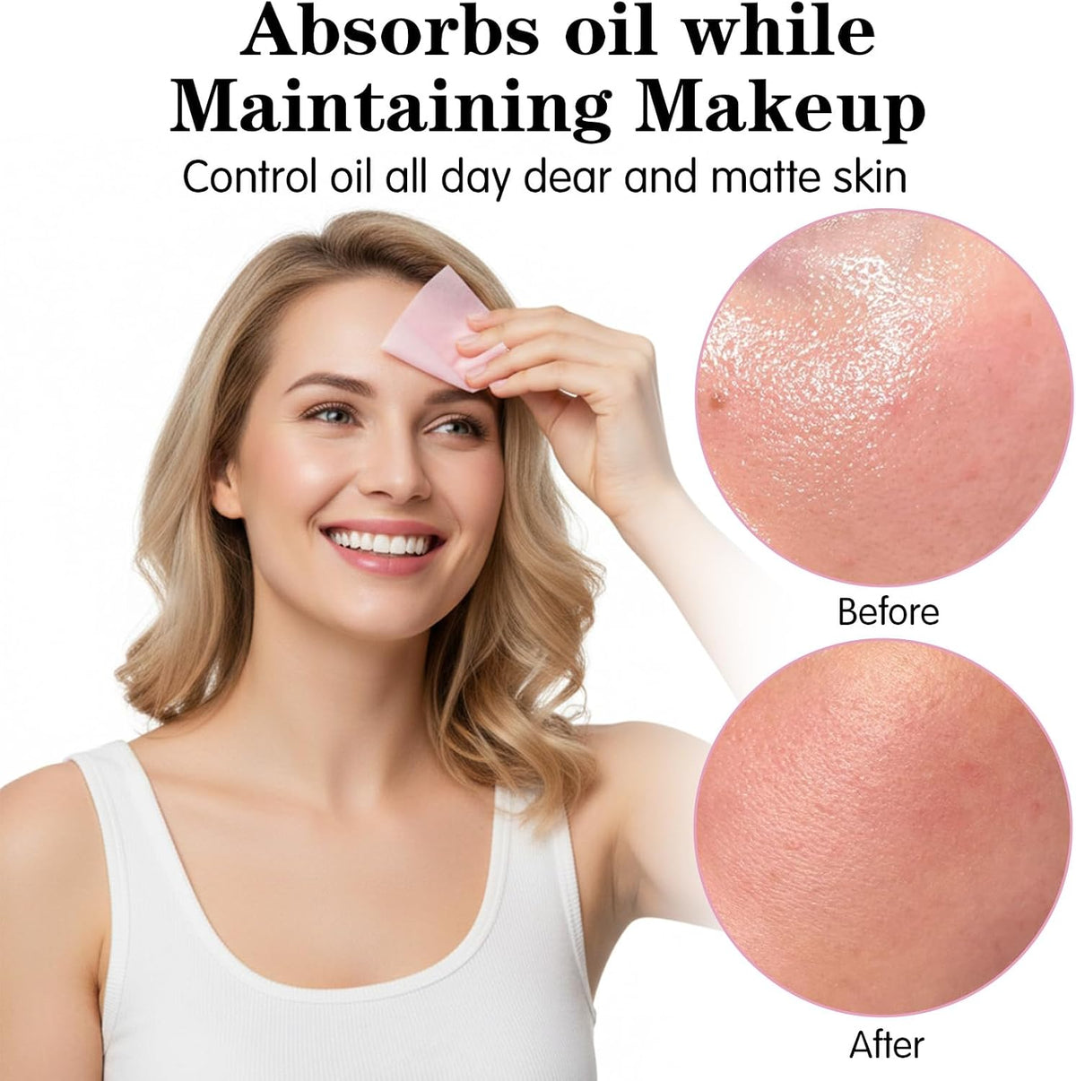 Oil Blotting Sheets for Face 500 PC Absorbing Facial Papers wth Mirror Puff