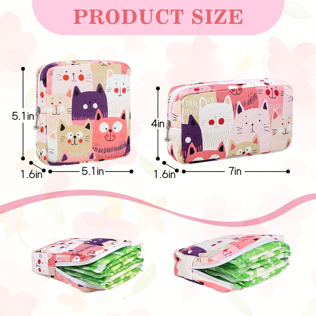 2PCS Period Bag, Small Period Pouches for Women (Floral)