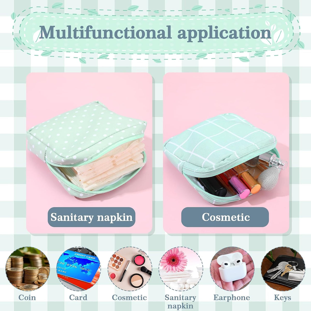 4 Pcs Sanitary Napkin Storage Bags, Period Bag, Portable Menstrual Cup Pouches Nursing Pad Holder Tampon Bags for Girls&Women