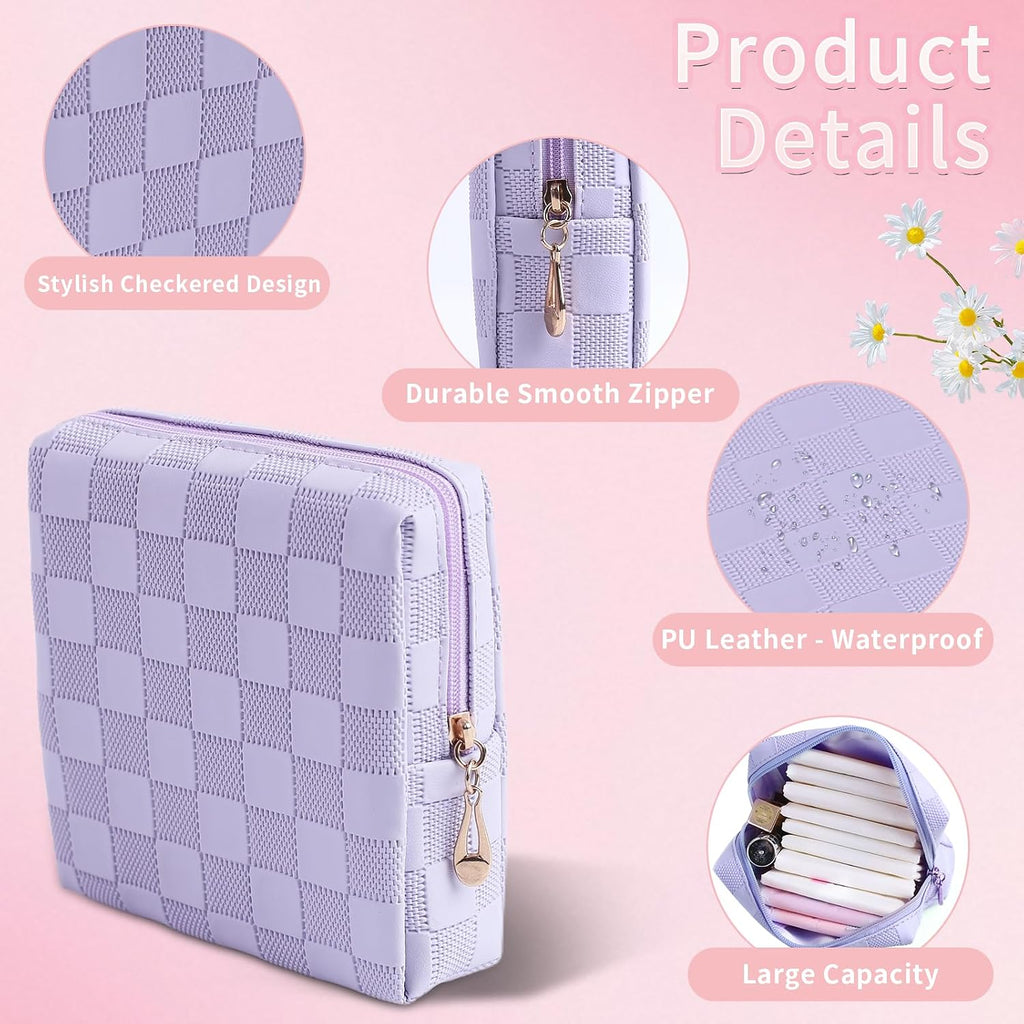 Period Bag for women Girls | PU Leather Sanitary Napkin Storage Bag | Cute Pads Bags for Period | Discreet Menstrual Pouch for Pads, Tampons, Menstrual Cups | Perfect for Travel & Daily Use