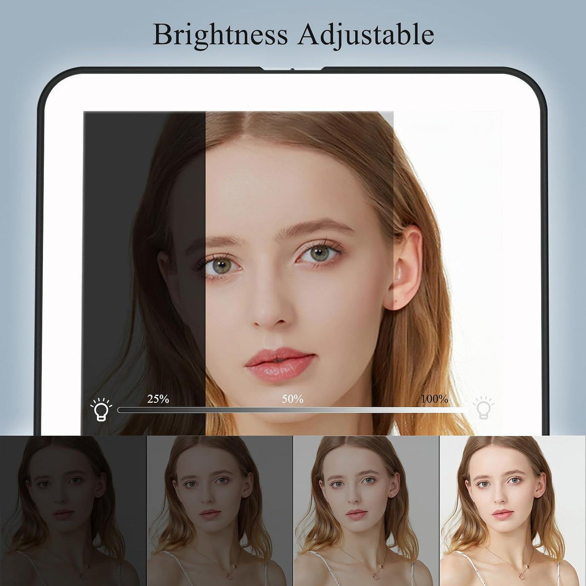 FUNTOUCH Rechargeable Travel Makeup Mirror with 72 Led Lights Portable