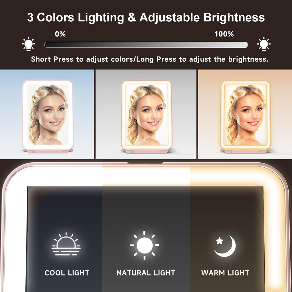 Mocado Travel Makeup Mirror with Light, 1x/10x Magnifying Mirror with Light