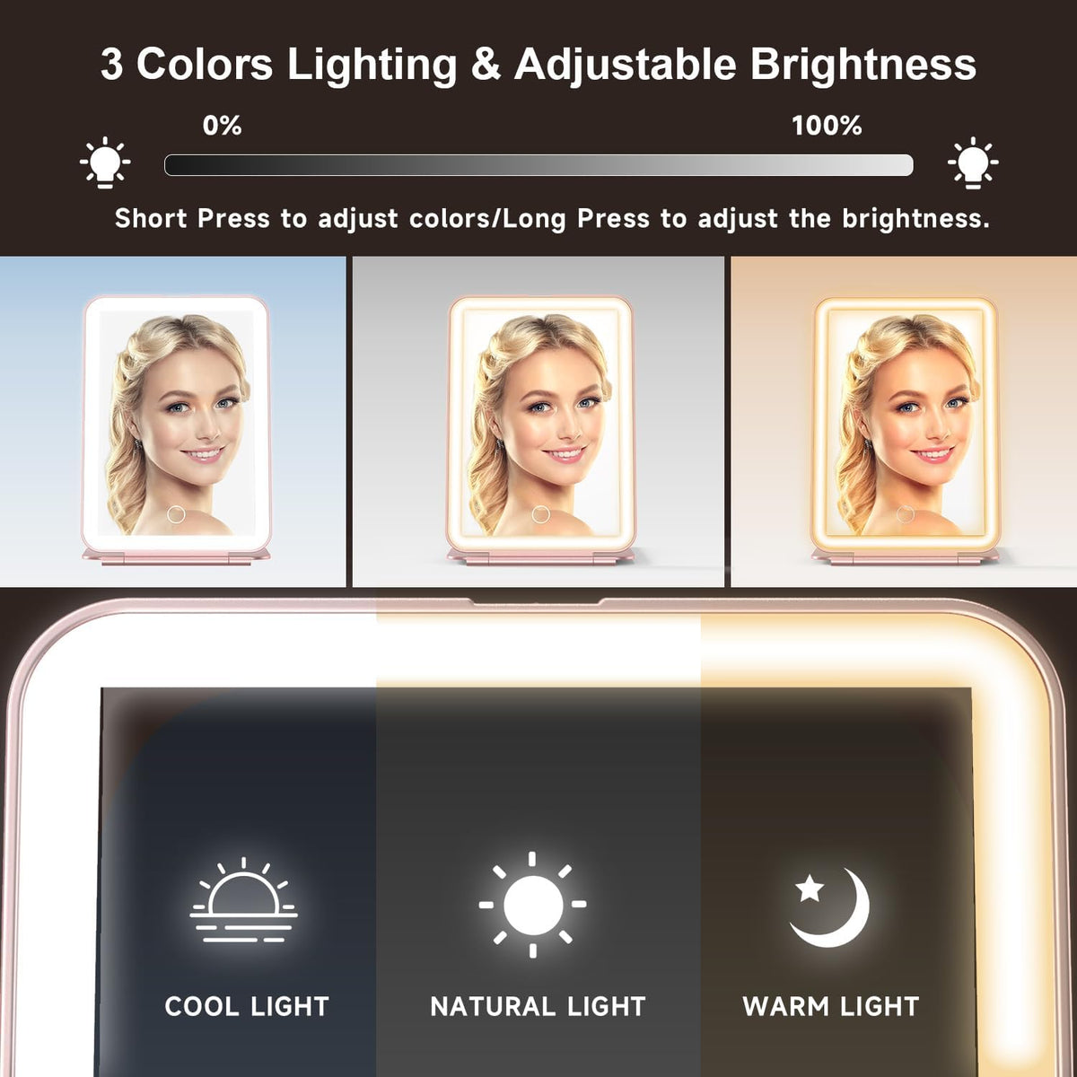 Mocado Travel Makeup Mirror with Light, 1x/10x Magnifying Mirror with Light