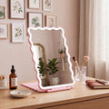 8.3 x 5.3 in Scalloped Makeup Mirror with Lights 500mah Battery