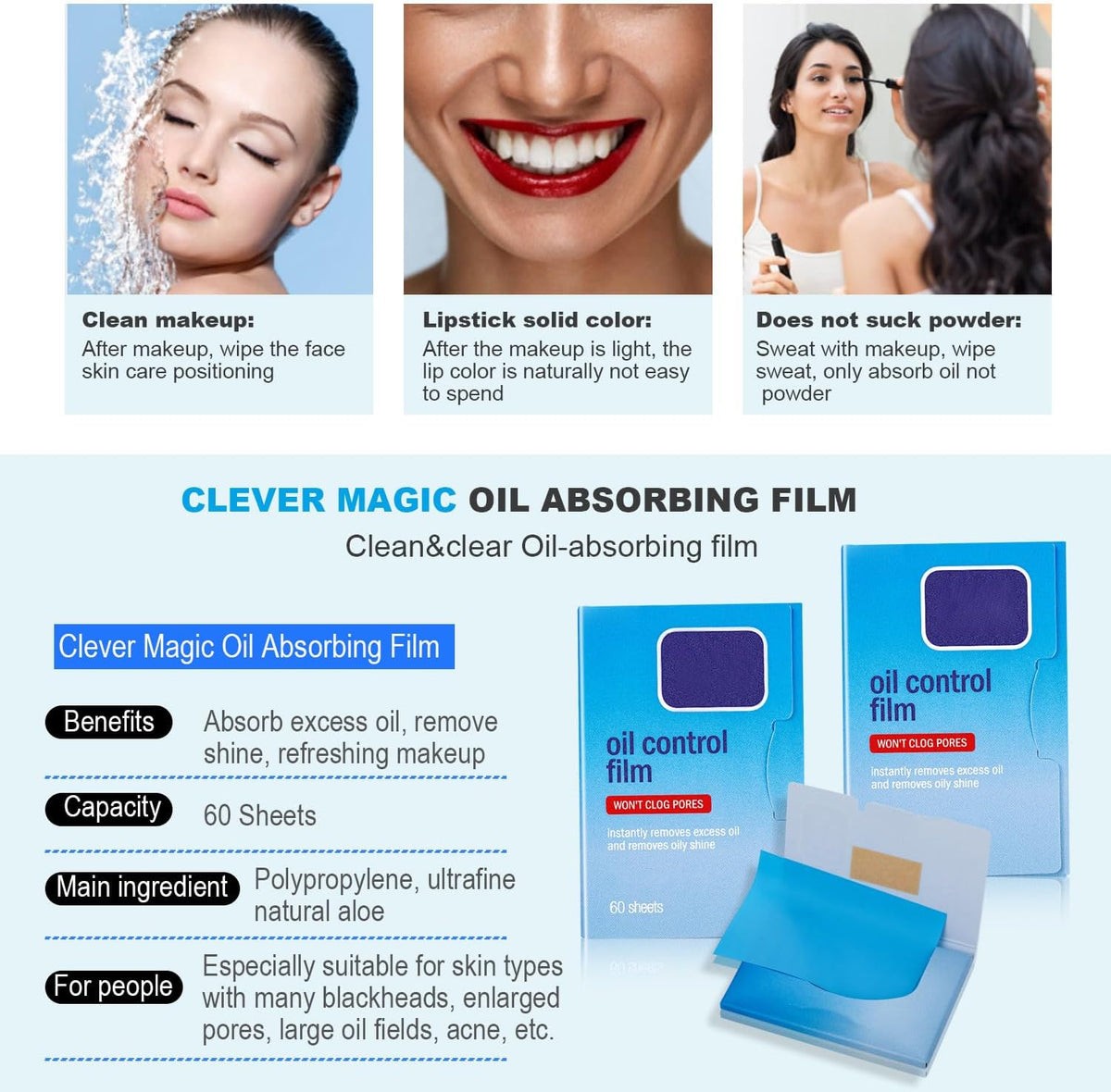 2 Packs Oil Blotting Sheets for Face (120 Sheets) - Oil Absorbing Blotting Papers for Oily Skin, Makeup-Friendly & Portable Oil Wipes