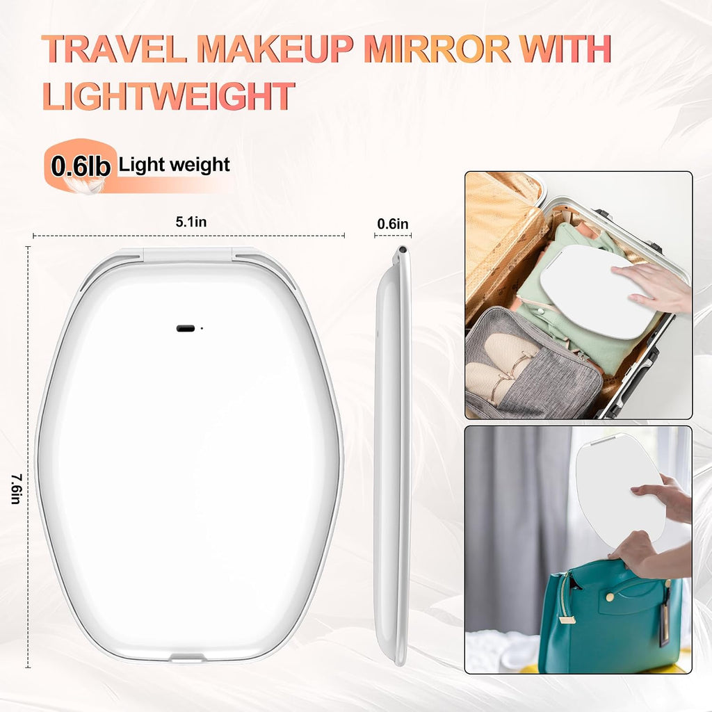 COSYGLOW Travel Makeup Mirror with Light, Portable Hexagon Vanity Mirror