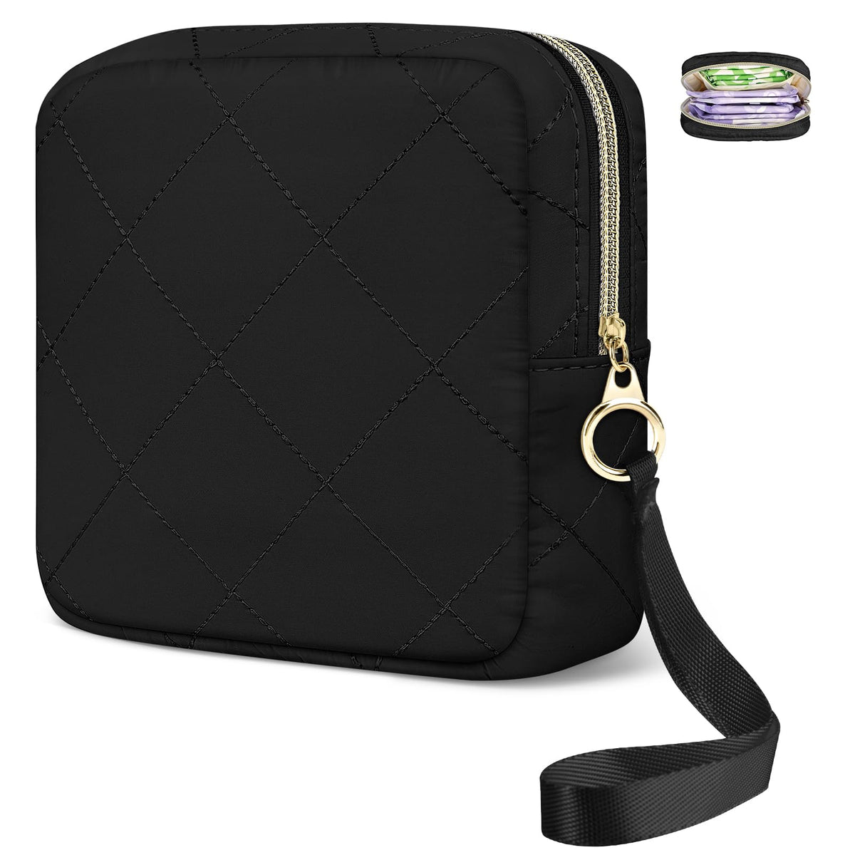Likesing 5.3" Period Bag Pouch, Period Pouches for Teen Girls Women(Black)