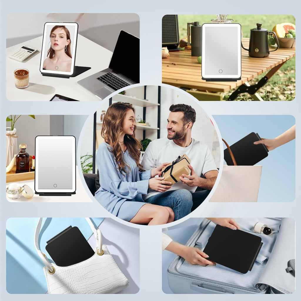 FUNTOUCH Rechargeable Travel Makeup Mirror with 72 Led Lights Portable