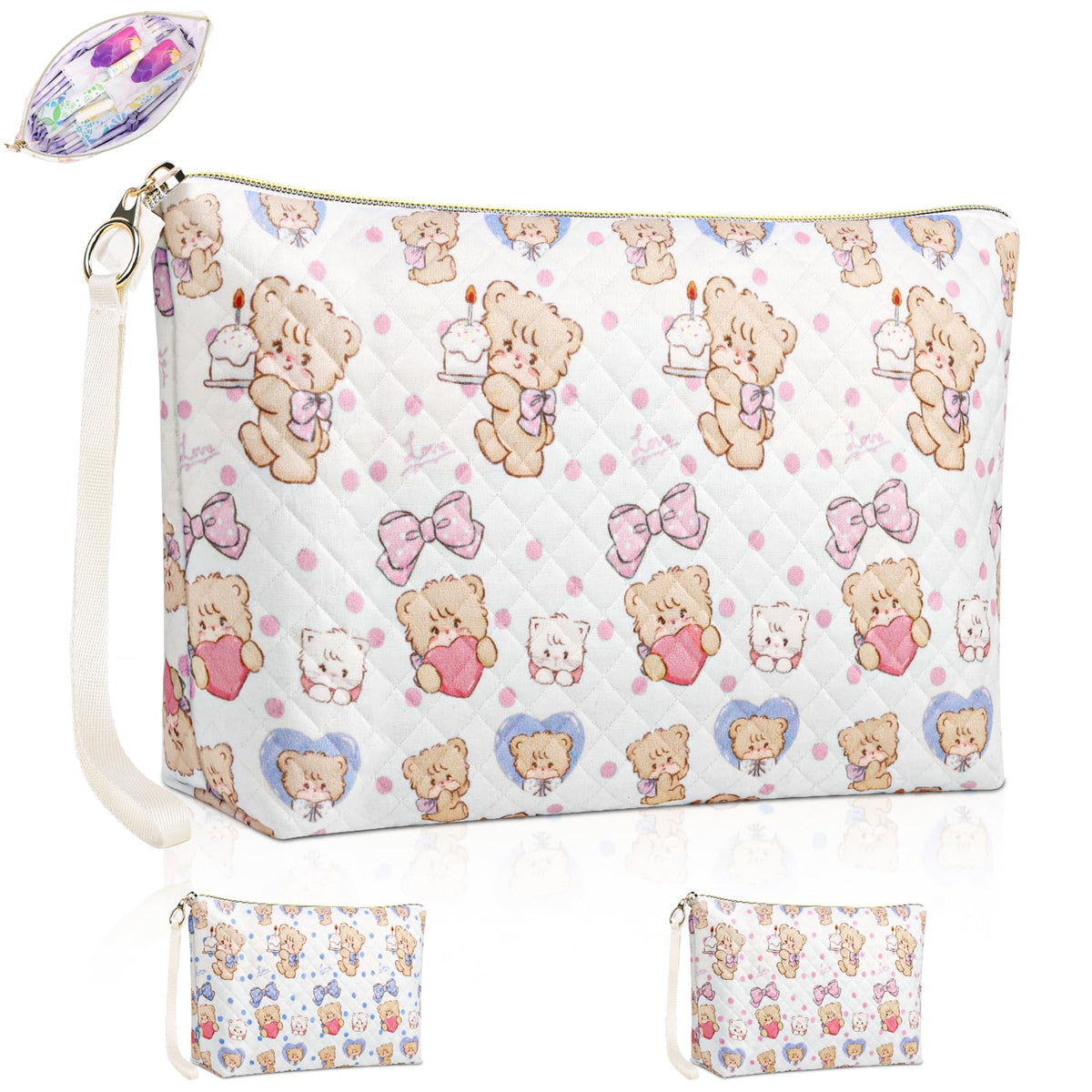 Period Bag for Teen Girls, Quilted Sanitary Napkin Storage Bag, Cute Bow Tie Menstrual Pad Pouch Tampon Holder (Plaid Pink)