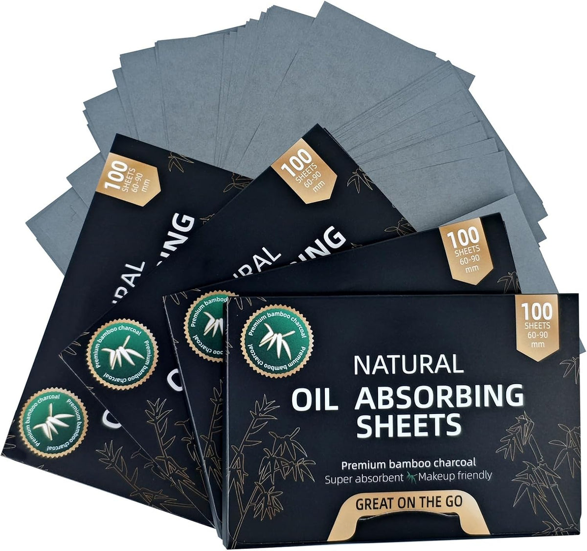 Natural Bamboo Charcoal Oil Blotting Sheets for Face - 4-Pack of 400 Sheets |Friendly Oil Absorbing Papers