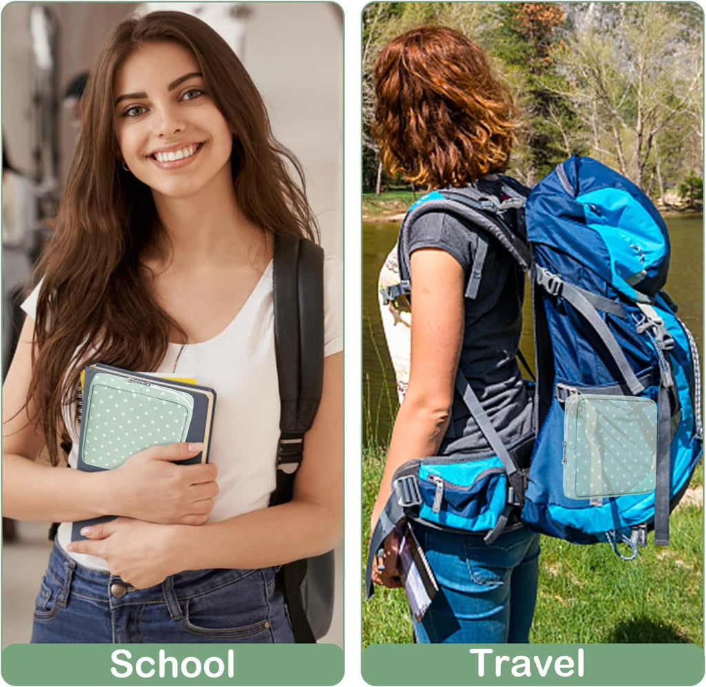 Sanitary Pad Storage Bag Portable Period Bag for Teen Pads/Sanitary Napkins/Small Tampons, Sanitary Napkin Storage Bag First Period Gifts for Teen Girls (Green Dot)