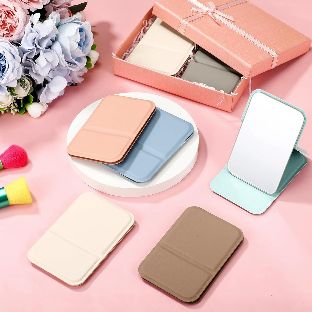 Compact Portable Mirror Bulk, Rectangle, Morandi, 12 Pcs