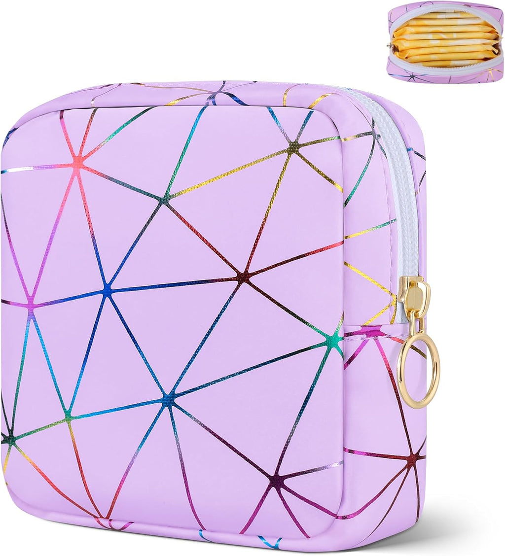 Likesing Period Bag Pouch, Leather Tampon Holder for Purse-Colorful Purple