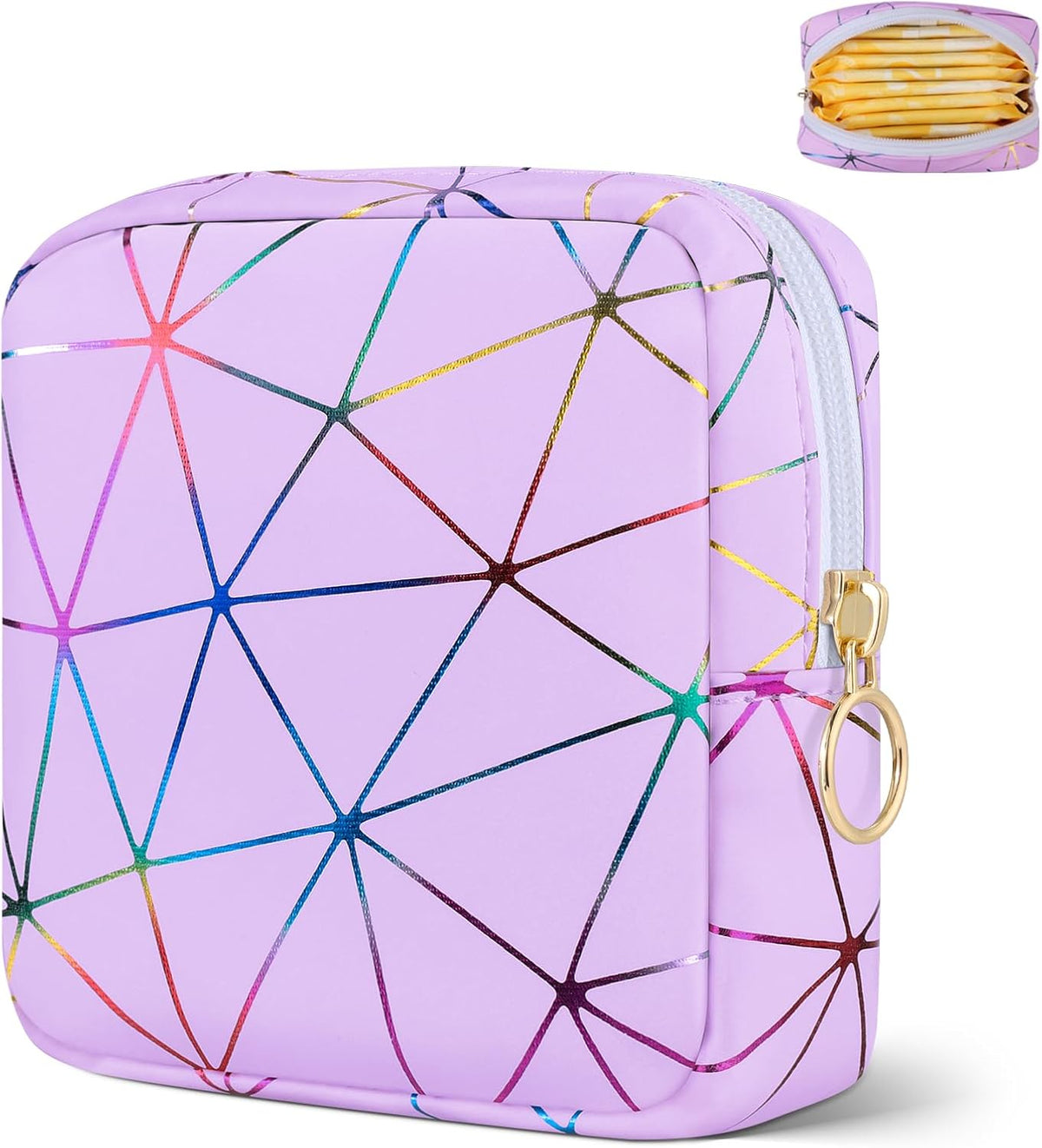 Likesing Period Bag Pouch, Leather Tampon Holder for Purse-Colorful Purple