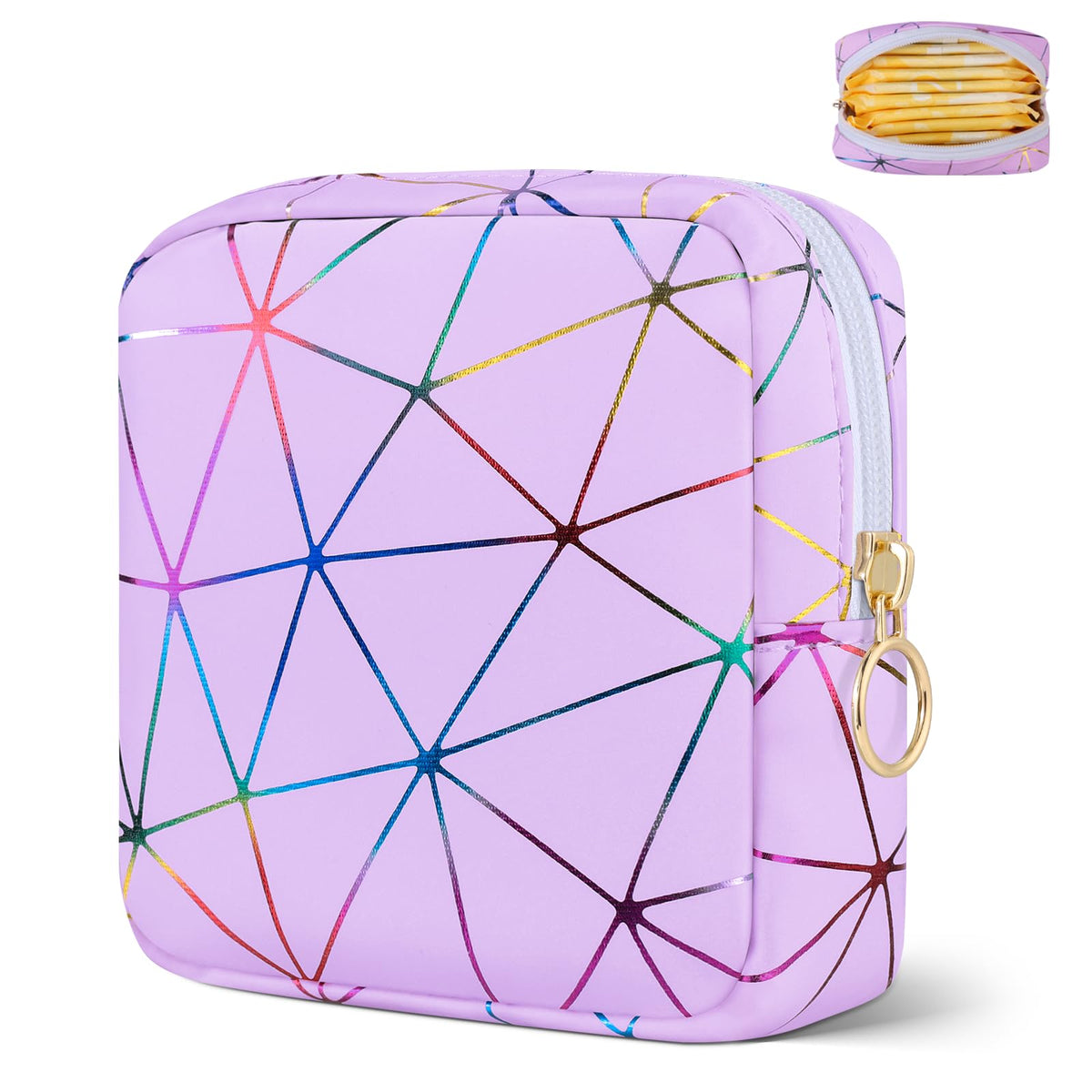 Likesing Period Bag Pouch, Leather Tampon Holder for Purse-Colorful Purple