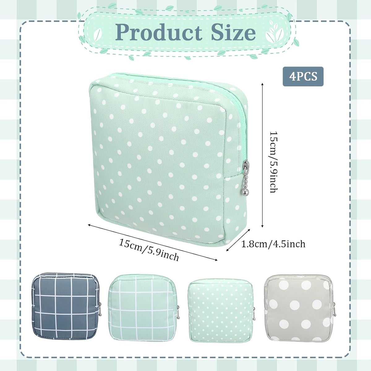 4 Pcs Sanitary Napkin Storage Bags, Period Bag, Portable Menstrual Cup Pouches Nursing Pad Holder Tampon Bags for Girls&Women