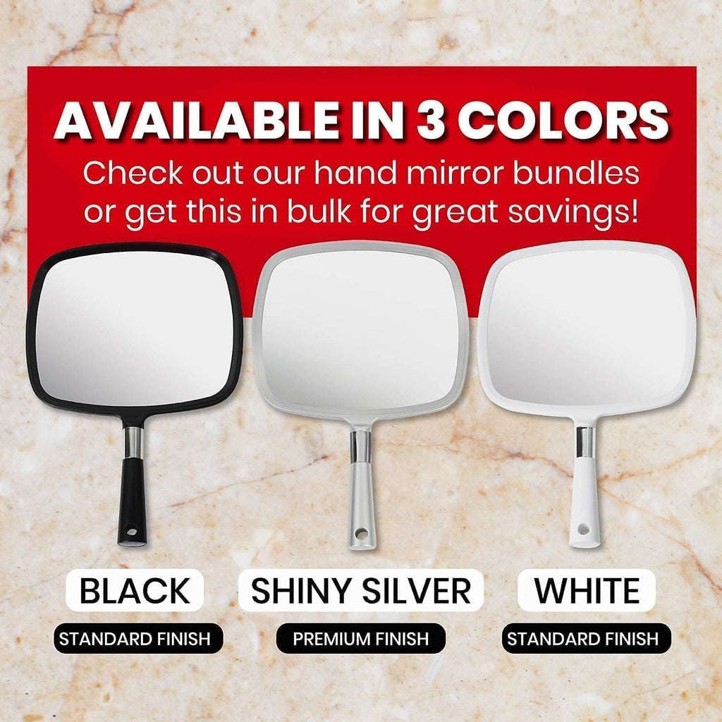 MIRRORVANA Large Hand Mirror with Comfy Handle, 9" x 13" (Black)