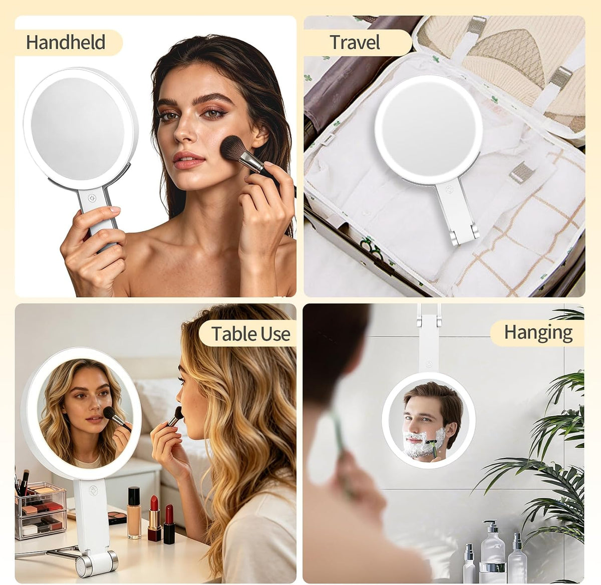 Travel Makeup Mirror with Lights, Rechargeable 30X/1X Magnifying Mirror