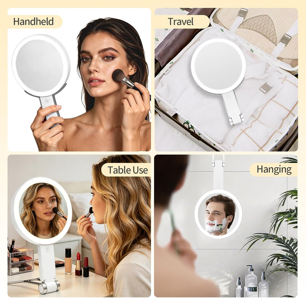 Travel Makeup Mirror with Lights, Rechargeable 30X/1X Magnifying Mirror
