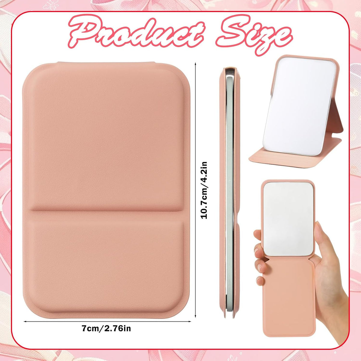 Compact Portable Mirror Bulk, Rectangle, Morandi, 12 Pcs