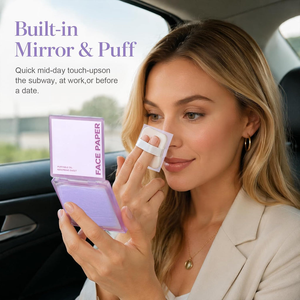 Oil Blotting Paper for Face, 500 Sheets Mirror and 4 Stickers for Oily Skin