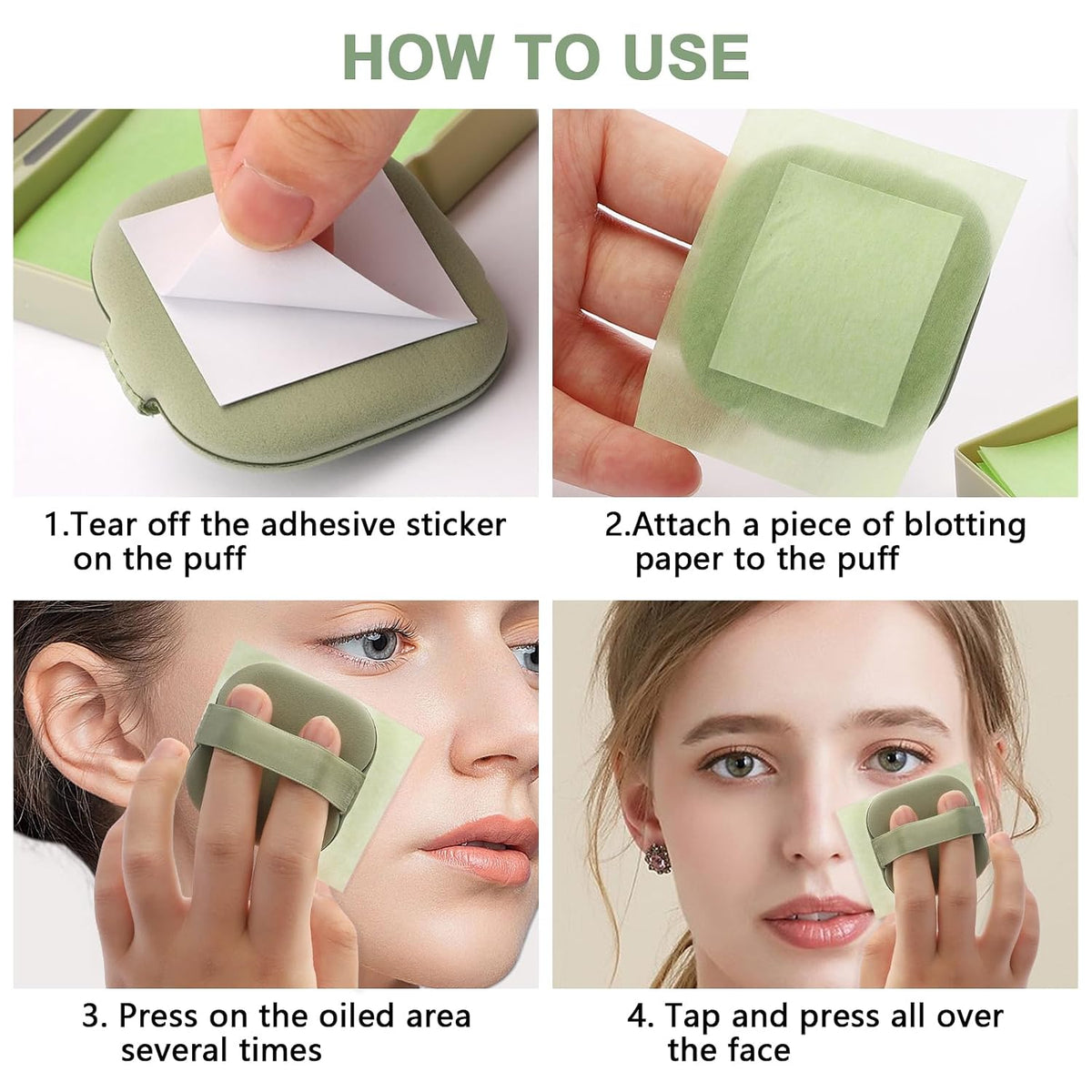 Oil Blotting Sheets for Face with Mirror & Puff, 300 Sheets Oil Absorbing Sheets for Oily Skin, Natural Fiber Blotting Paper, Makeup Friendly Face Oil Control Sheets