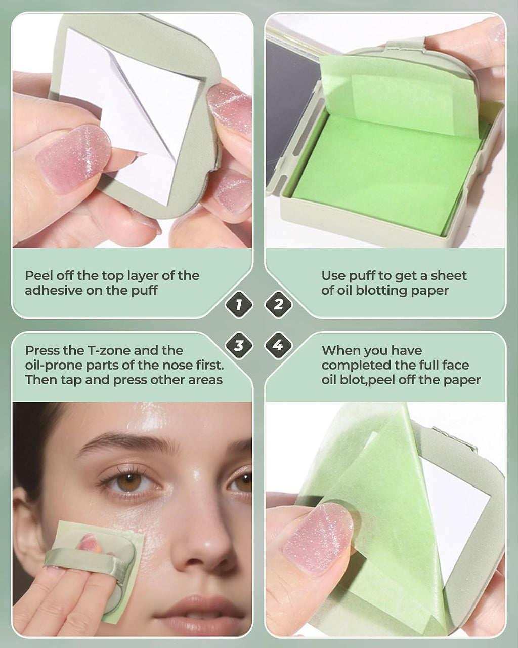 300 Count Oil Blotting Sheets for Face with Mirror & Puff Set