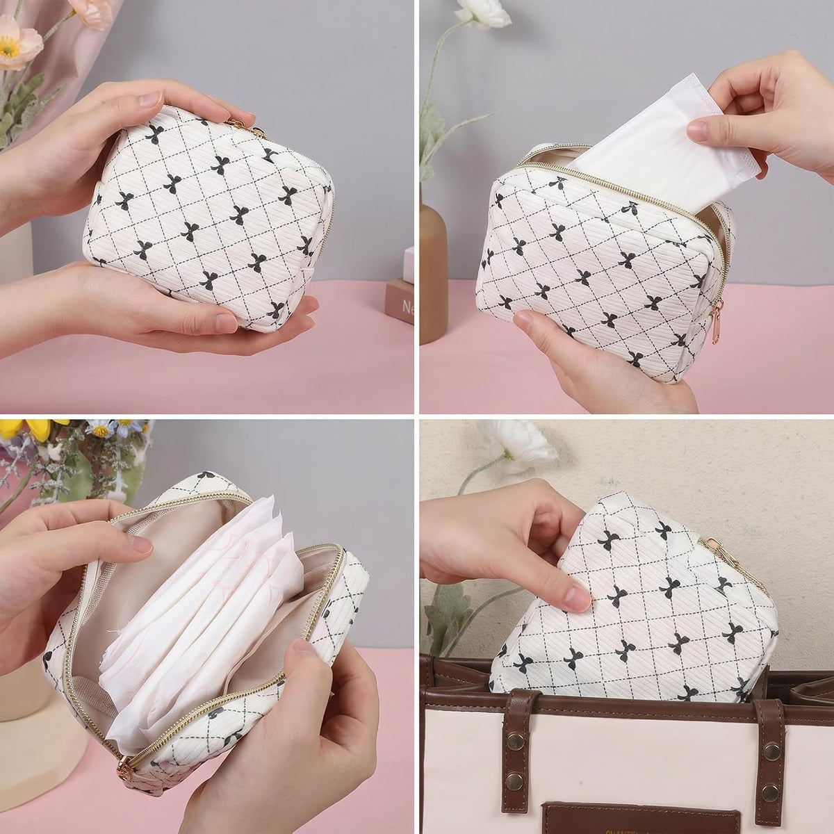 Period Bag for Women, Cute Corduroy Sanitary Napkin Storage Bag